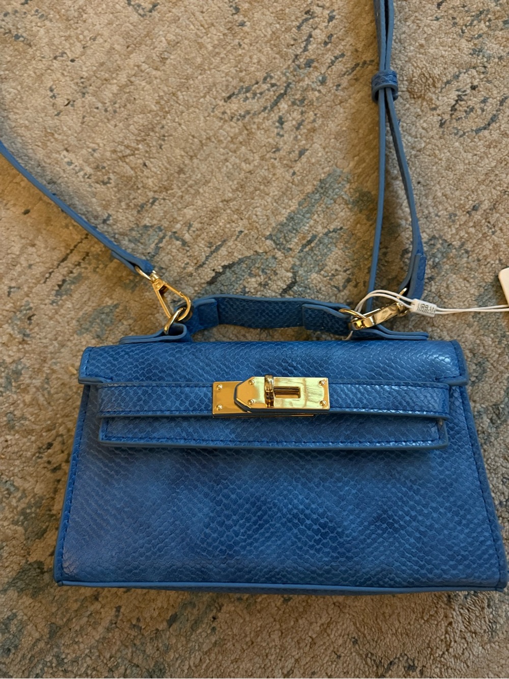 Urban Expressions Blue Textured Crossbody Bag with Gold Hardware